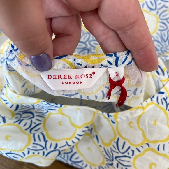 Derek Rose London Womens Pajama Set Small NWT Cotton Tank Floral Blue Yellow - Picture 4 of 13